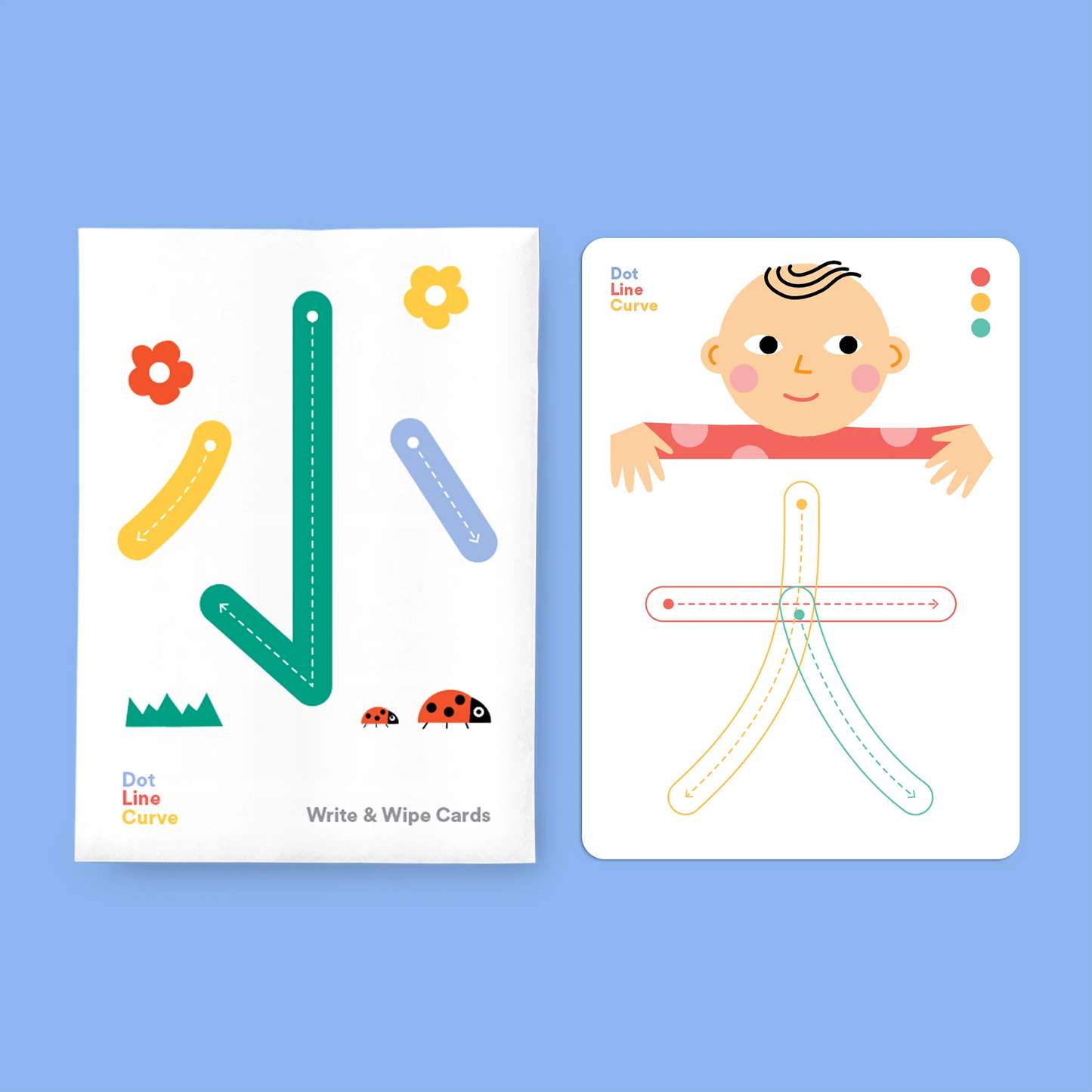 Dot Line Curve: The Book of Opposites Set (Touch & Trace Book + Write & Wipe Cards)