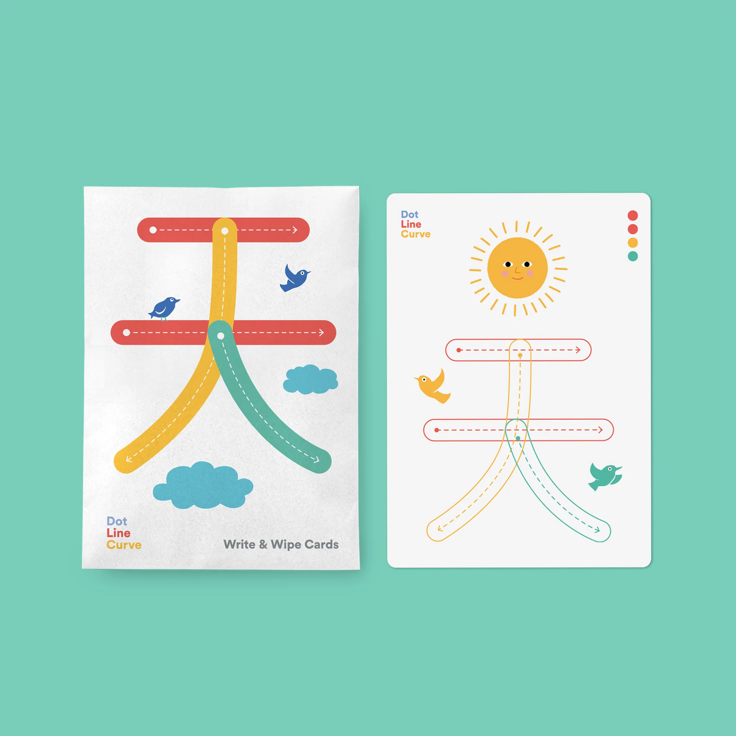 Dot Line Curve: The Book of Nature Set (Touch & Trace Book + Write & Wipe Cards)