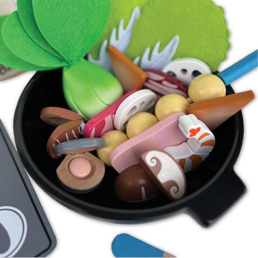 Bitty Bao: 40-Piece Wooden Magnetic Hot Pot Toy Set (with Canvas Tote Bag!)