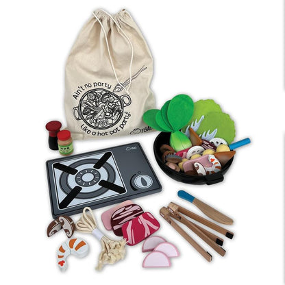 Bitty Bao: 40-Piece Wooden Magnetic Hot Pot Toy Set (with Canvas Tote Bag!)
